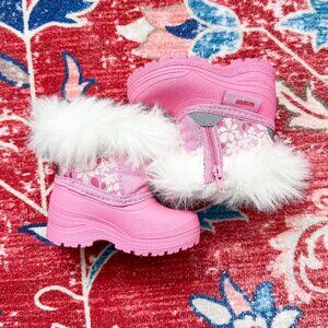 Toddler Pink Floral, Waterproof Winter Boots, 70HappyGW17